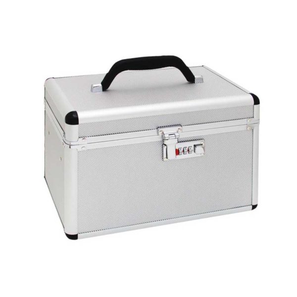 Kufer kosmetyczny, aluminiowy na szyfr